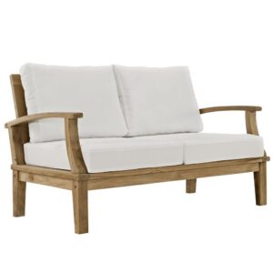 Marina Outdoor Patio Teak Loveseat in Natural White by Modway