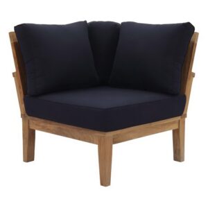 Marina Outdoor Patio Teak Corner Sofa in Natural Navy by Modway