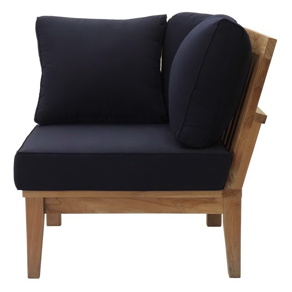 Marina Outdoor Patio Teak Corner Sofa in Natural Navy by Modway - Image 4