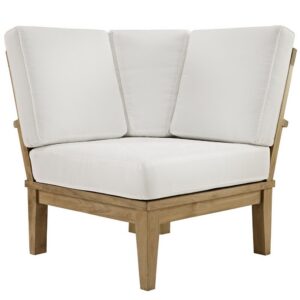 Marina Outdoor Patio Teak Corner Sofa in Natural White by Modway
