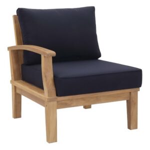 Marina Outdoor Patio Teak Left-Facing Sofa in Natural Navy by Modway