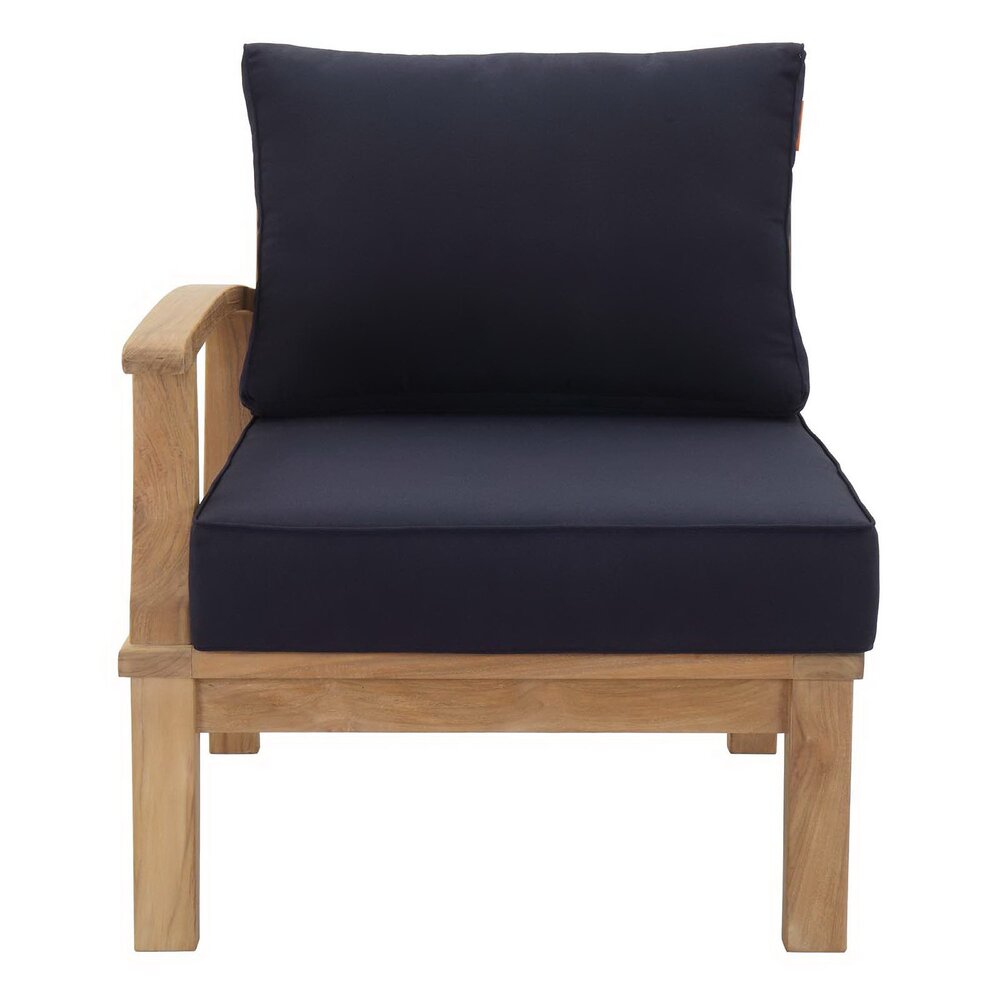 Marina Outdoor Patio Teak Left-Facing Sofa in Natural Navy by Modway - Image 5