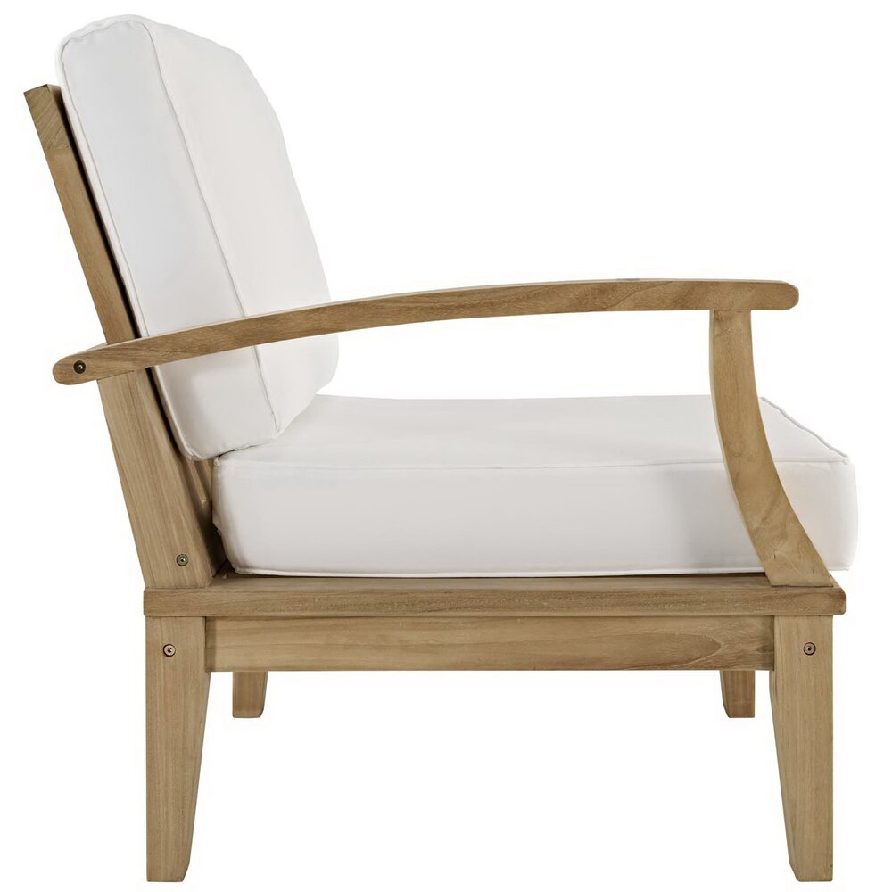 Marina Outdoor Patio Teak Left-Facing Sofa in Natural White by Modway - Image 2
