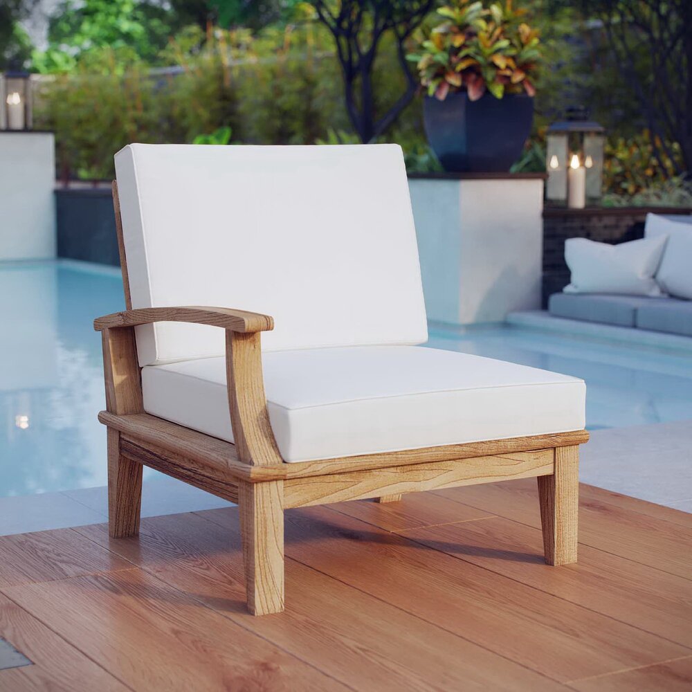 Marina Outdoor Patio Teak Left-Facing Sofa in Natural White by Modway - Image 5