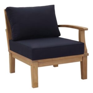 Marina Outdoor Patio Teak Right-Facing Sofa in Natural Navy by Modway