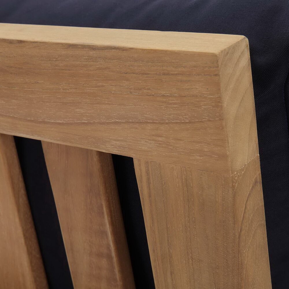 Marina Outdoor Patio Teak Right-Facing Sofa in Natural Navy by Modway - Image 7