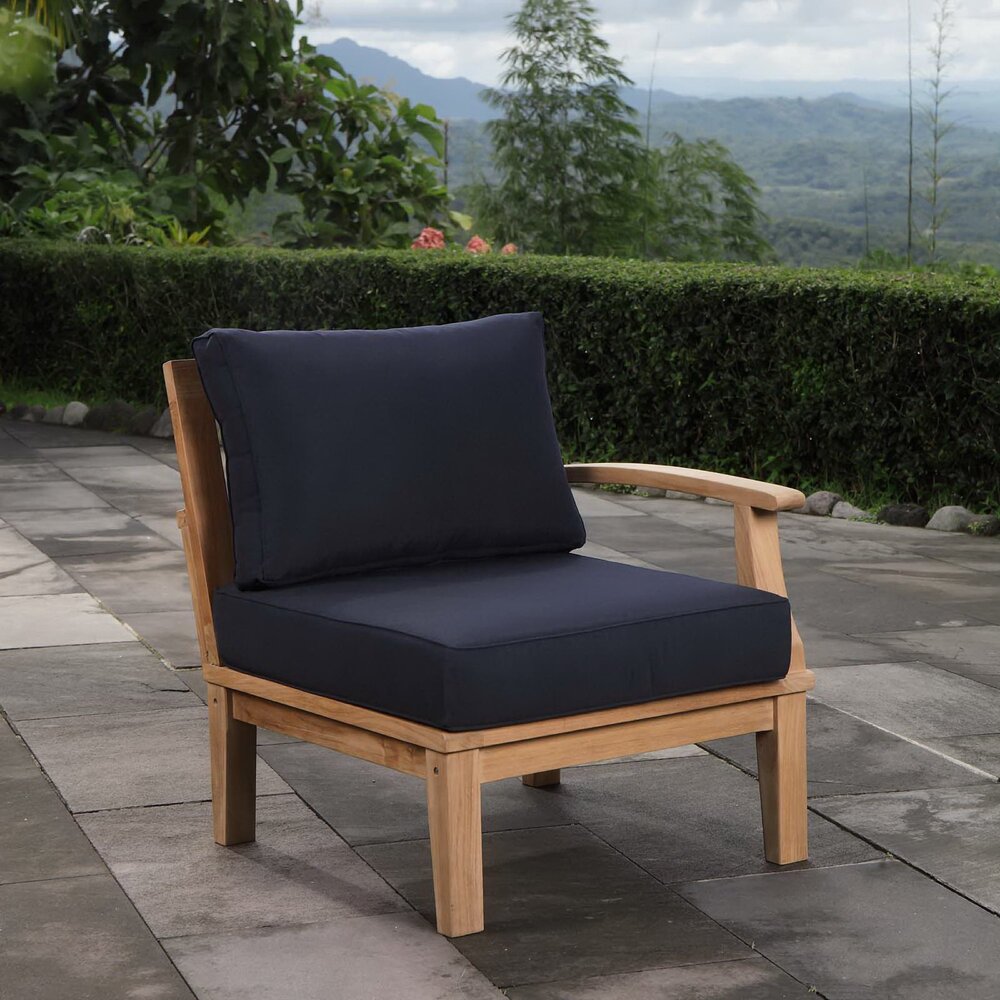 Marina Outdoor Patio Teak Right-Facing Sofa in Natural Navy by Modway - Image 6