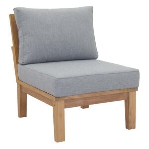 Marina Armless Outdoor Patio Teak Sofa in Natural Gray by Modway