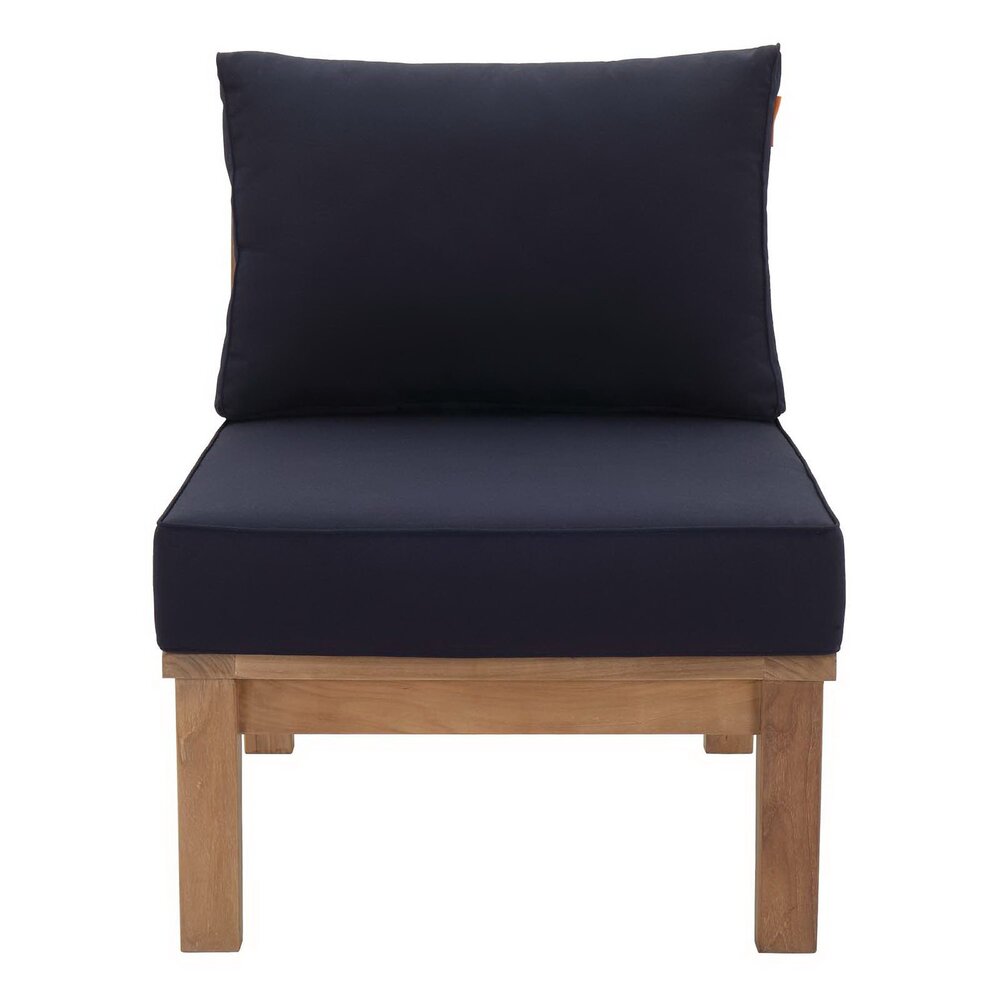 Marina Armless Outdoor Patio Teak Sofa in Natural Navy by Modway - Image 4