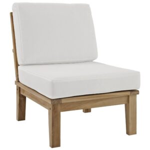 Marina Armless Outdoor Patio Teak Sofa in Natural White by Modway