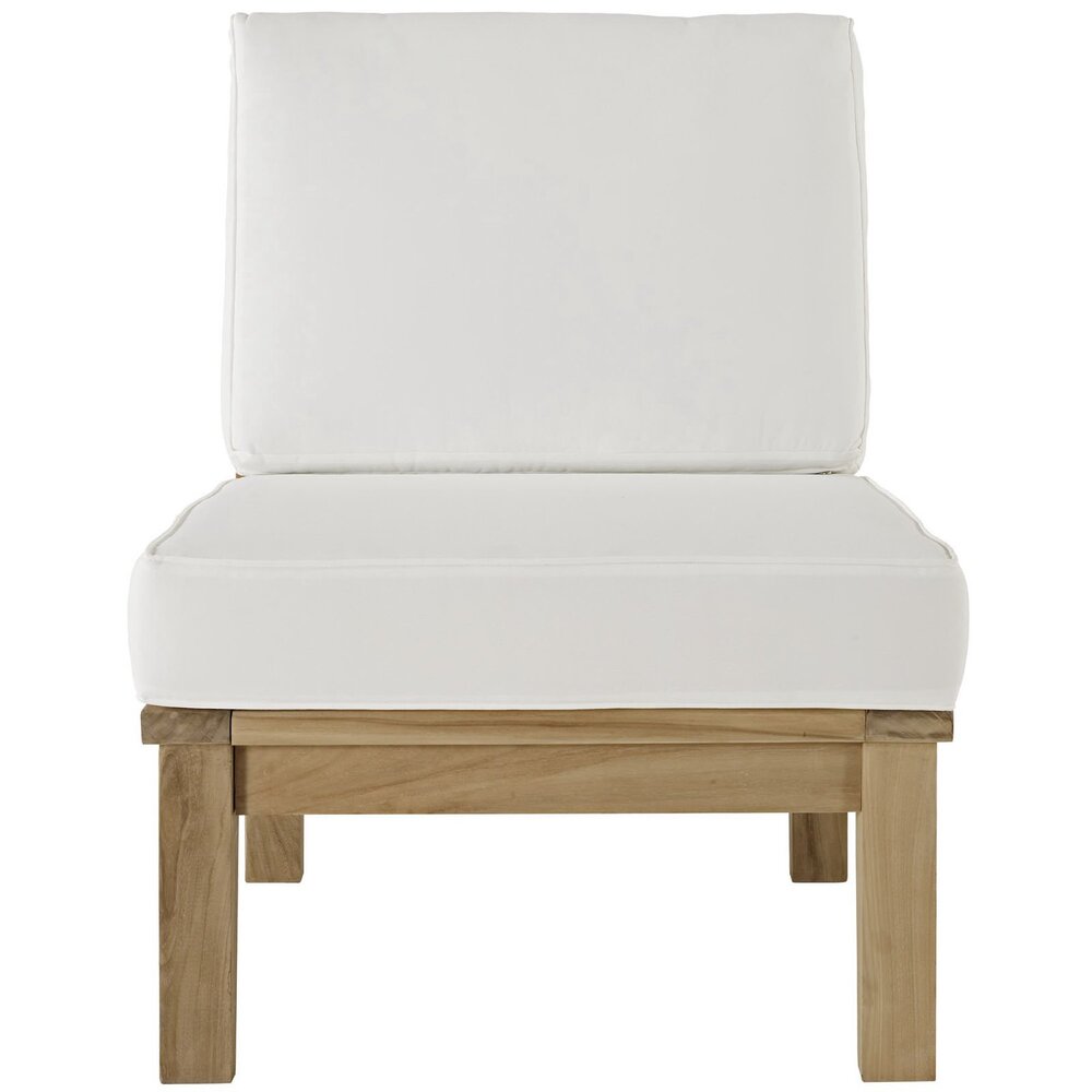 Marina Armless Outdoor Patio Teak Sofa in Natural White by Modway - Image 3