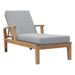 Marina Outdoor Patio Teak Single Chaise in Natural Gray by Modway