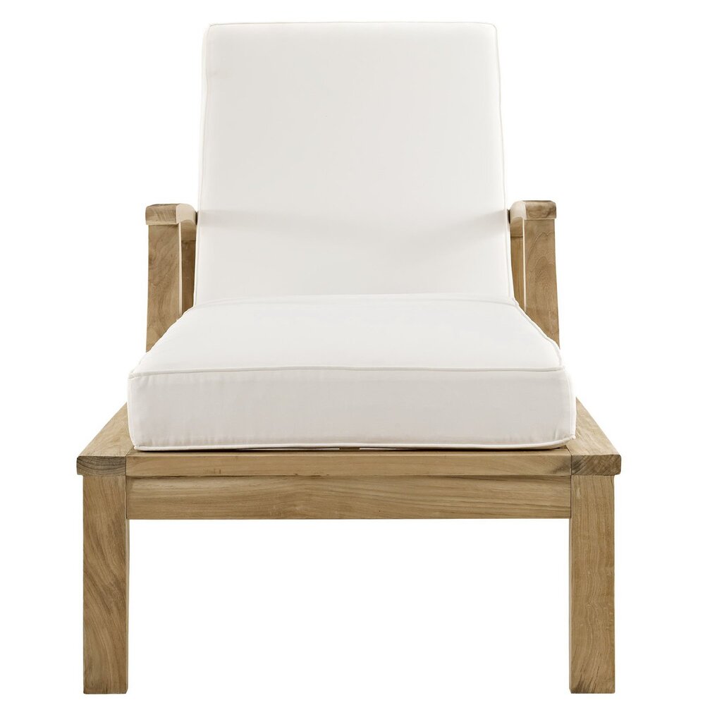 Marina Outdoor Patio Teak Single Chaise in Natural White by Modway - Image 2