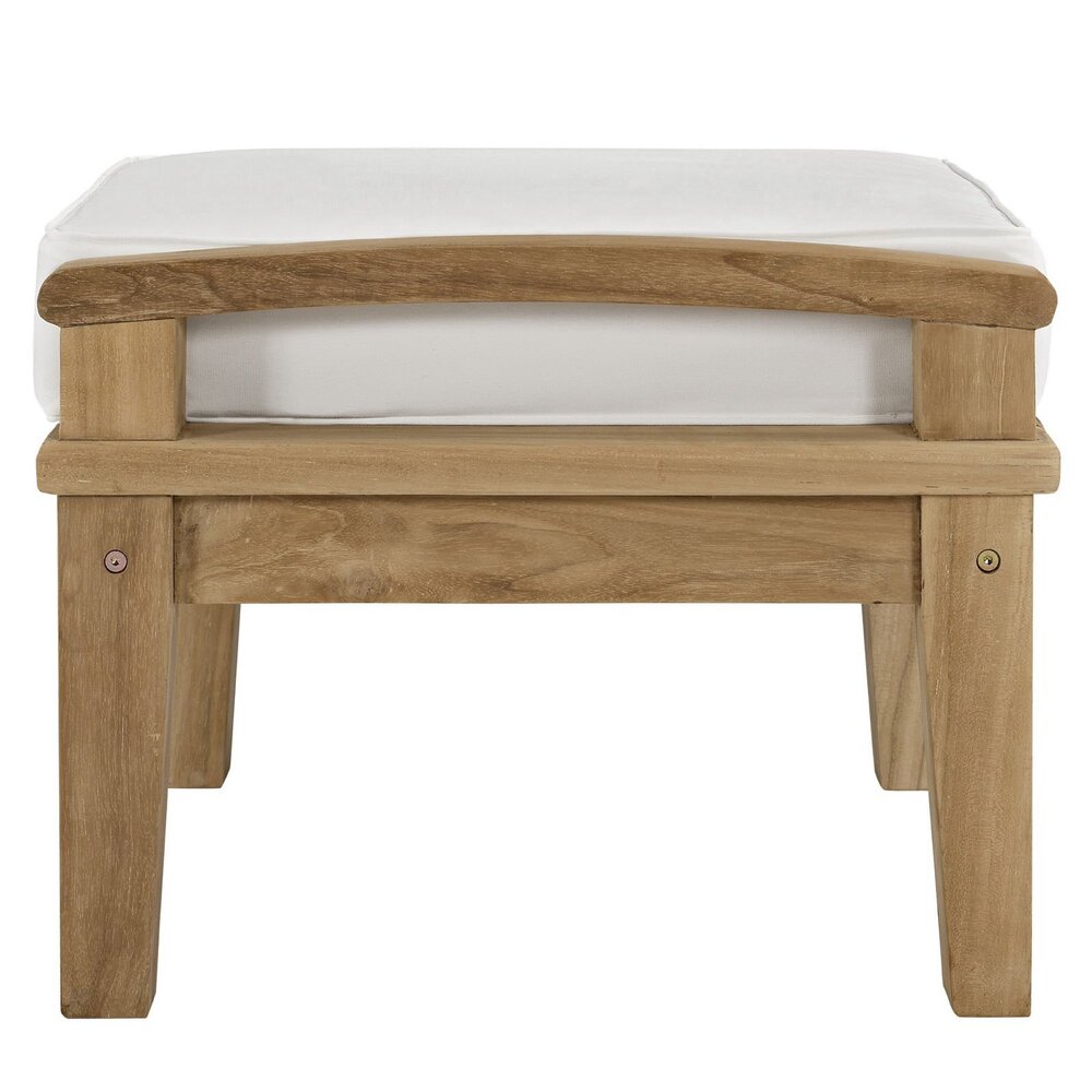 Marina Outdoor Patio Teak Ottoman in Natural White by Modway - Image 3