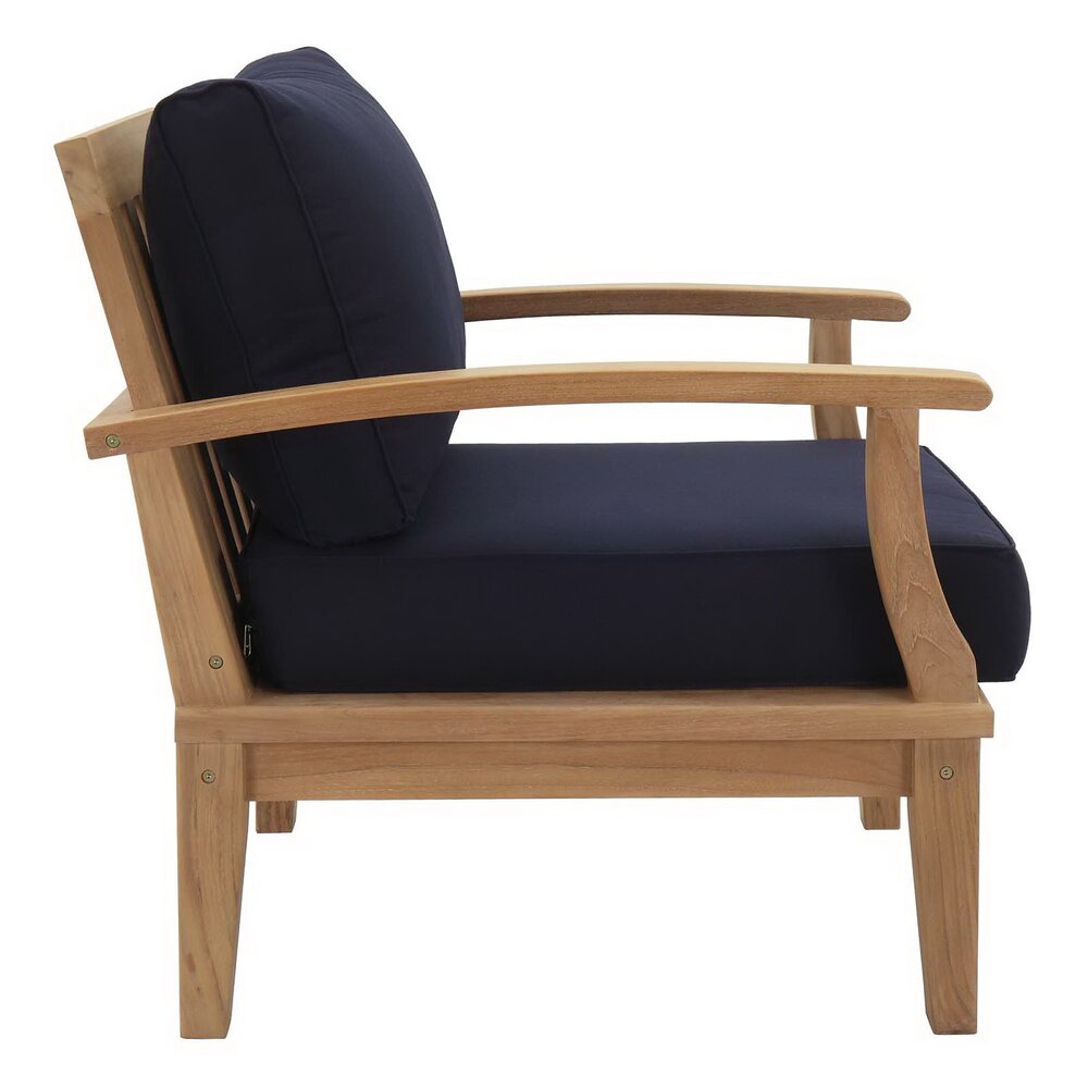 Marina 4 Piece Outdoor Patio Teak Set in Natural Navy by Modway - Image 5