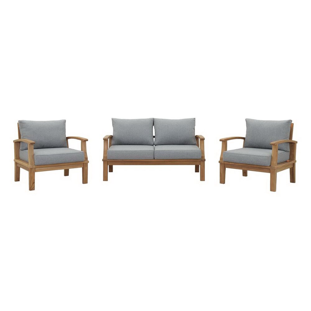Marina 3 Piece Outdoor Patio Teak Set in Natural Gray by Modway