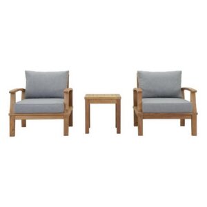 Marina 3 Piece Outdoor Patio Teak Set in Natural Gray by Modway