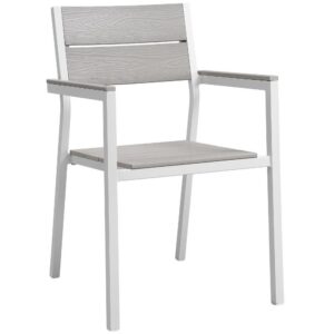 Maine Dining Outdoor Patio Armchair in White Light Gray by Modway