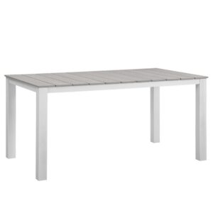 Maine 63" Outdoor Patio Dining Table by Modway in White Light Gray by Modway