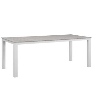 Maine 80" Outdoor Patio Dining Table by Modway in White Light Gray by Modway