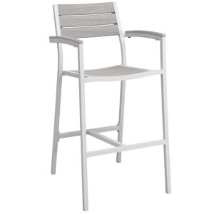 Maine Outdoor Patio Bar Stool in White Light Gray by Modway