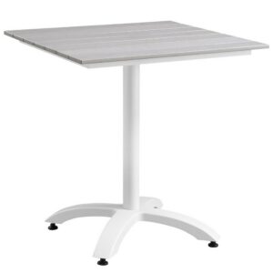 Maine 28" Outdoor Patio Dining Table by Modway in White Light Gray by Modway