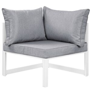 Fortuna Corner Outdoor Patio Armchair in White Gray by Modway