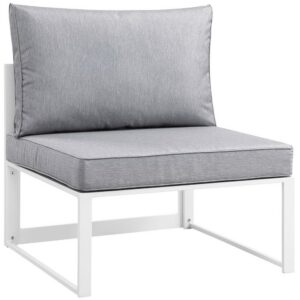 Fortuna Armless Outdoor Patio Chair in White Gray by Modway