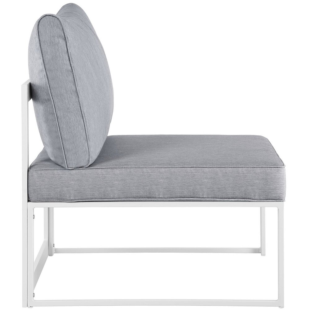 Fortuna Armless Outdoor Patio Chair in White Gray by Modway - Image 2