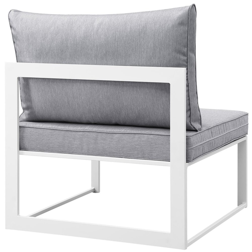 Fortuna Armless Outdoor Patio Chair in White Gray by Modway - Image 3