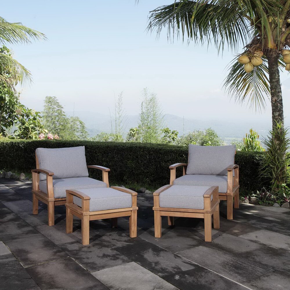 Marina 4 Piece Outdoor Patio Teak Set in Natural Gray by Modway - Image 6