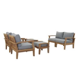 Marina 6 Piece Outdoor Patio Teak Set in Natural Gray by Modway