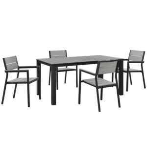 Maine 5 Piece Outdoor Patio Dining Set in Brown Gray by Modway