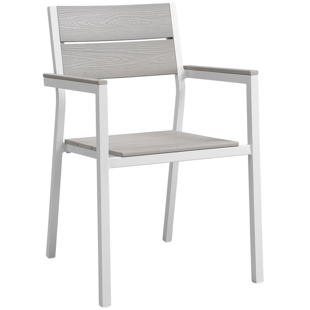 Maine 9 Piece Outdoor Patio Dining Set in White Light Gray by Modway - Image 2