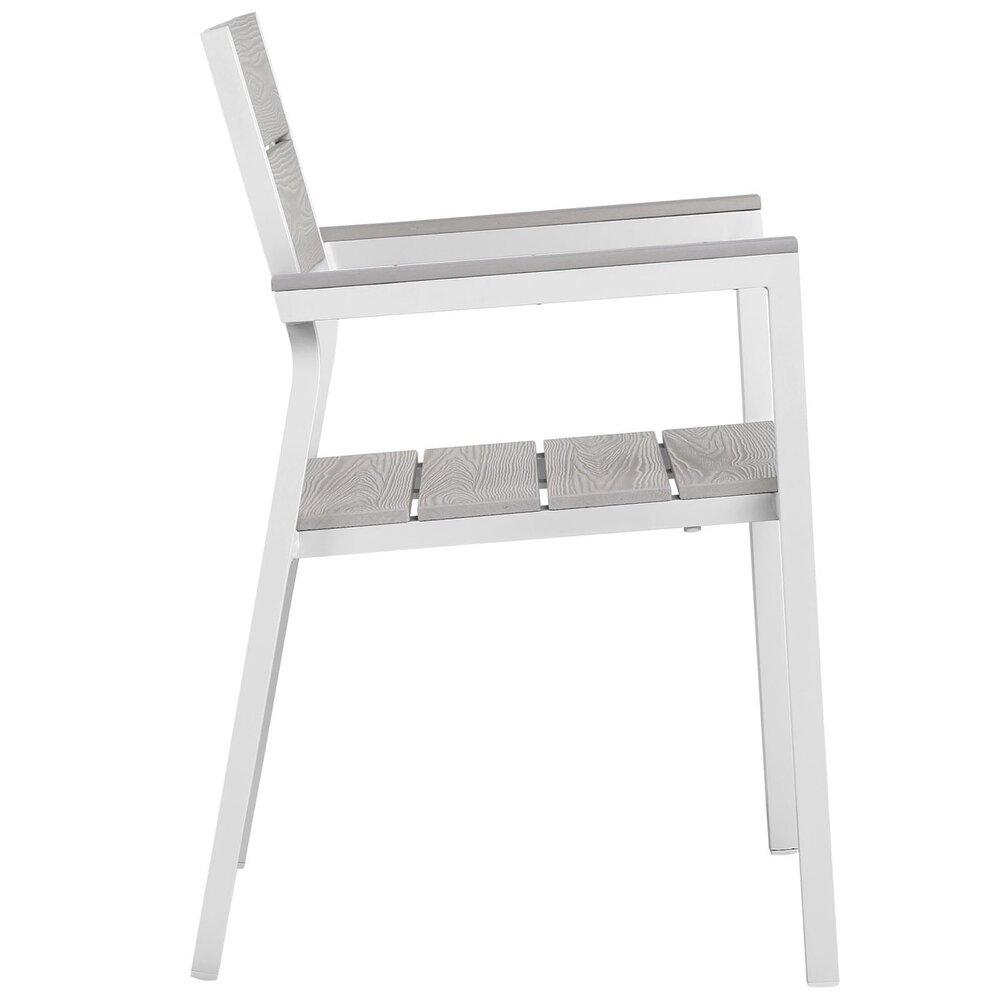 Maine 9 Piece Outdoor Patio Dining Set in White Light Gray by Modway - Image 3