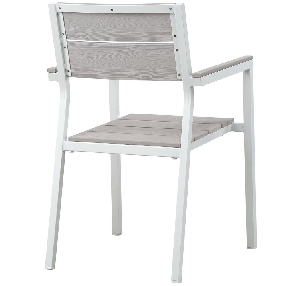 Maine 9 Piece Outdoor Patio Dining Set in White Light Gray by Modway - Image 4