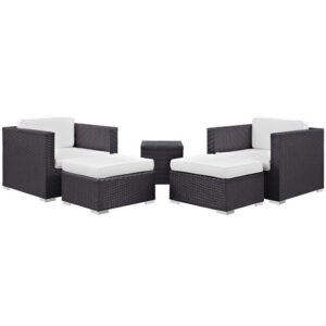 Convene 5 Piece Outdoor Patio Sectional Set in Espresso White by Modway