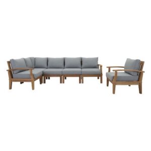 Marina 6 Piece Outdoor Patio Teak Set in Natural Gray by Modway