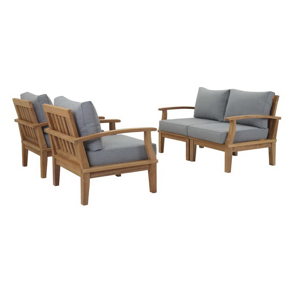 Marina 4 Piece Outdoor Patio Teak Set in Natural Gray by Modway