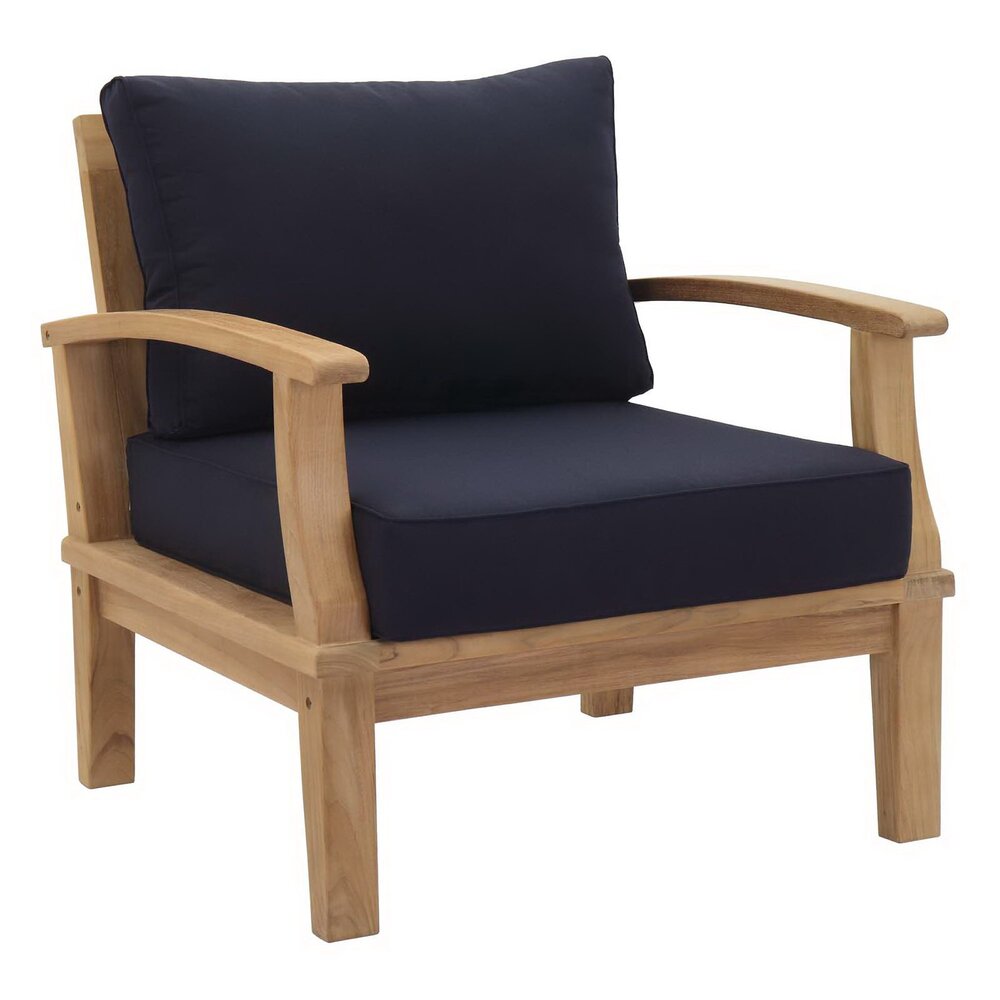 Marina 4 Piece Outdoor Patio Teak Set in Natural Navy by Modway - Image 2