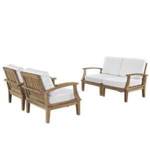 Marina 4 Piece Outdoor Patio Teak Set in Natural White by Modway