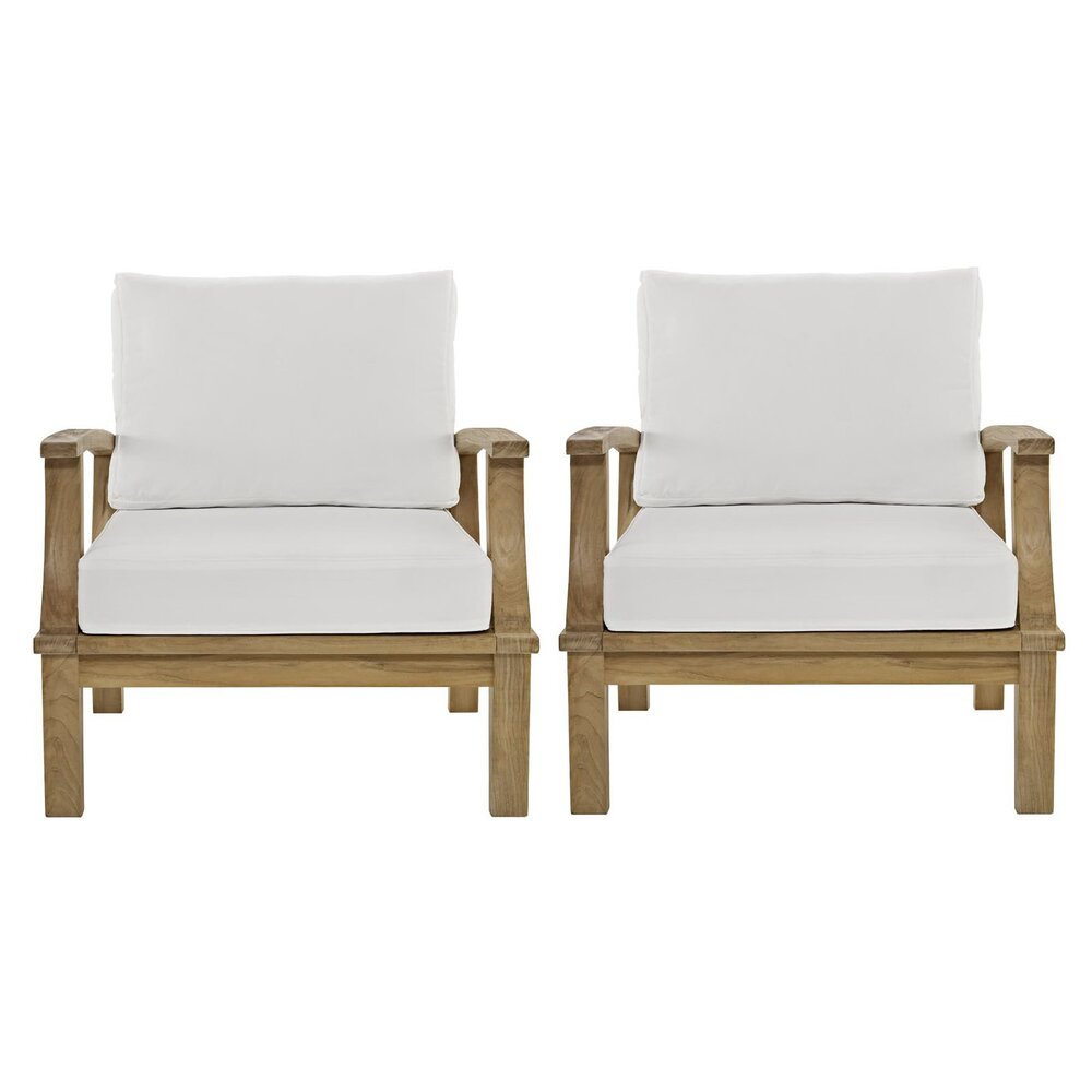 Marina 2 Piece Outdoor Patio Teak Set in Natural White by Modway - Image 2