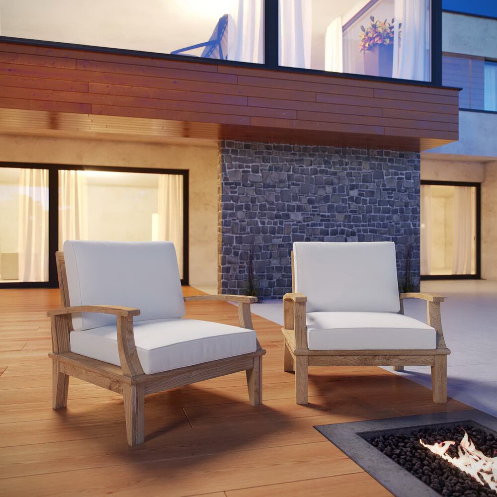 Marina 2 Piece Outdoor Patio Teak Set in Natural White by Modway - Image 6