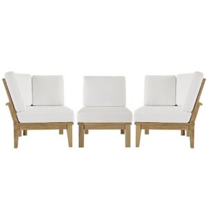 Marina 3 Piece Outdoor Patio Teak Set in Natural White by Modway