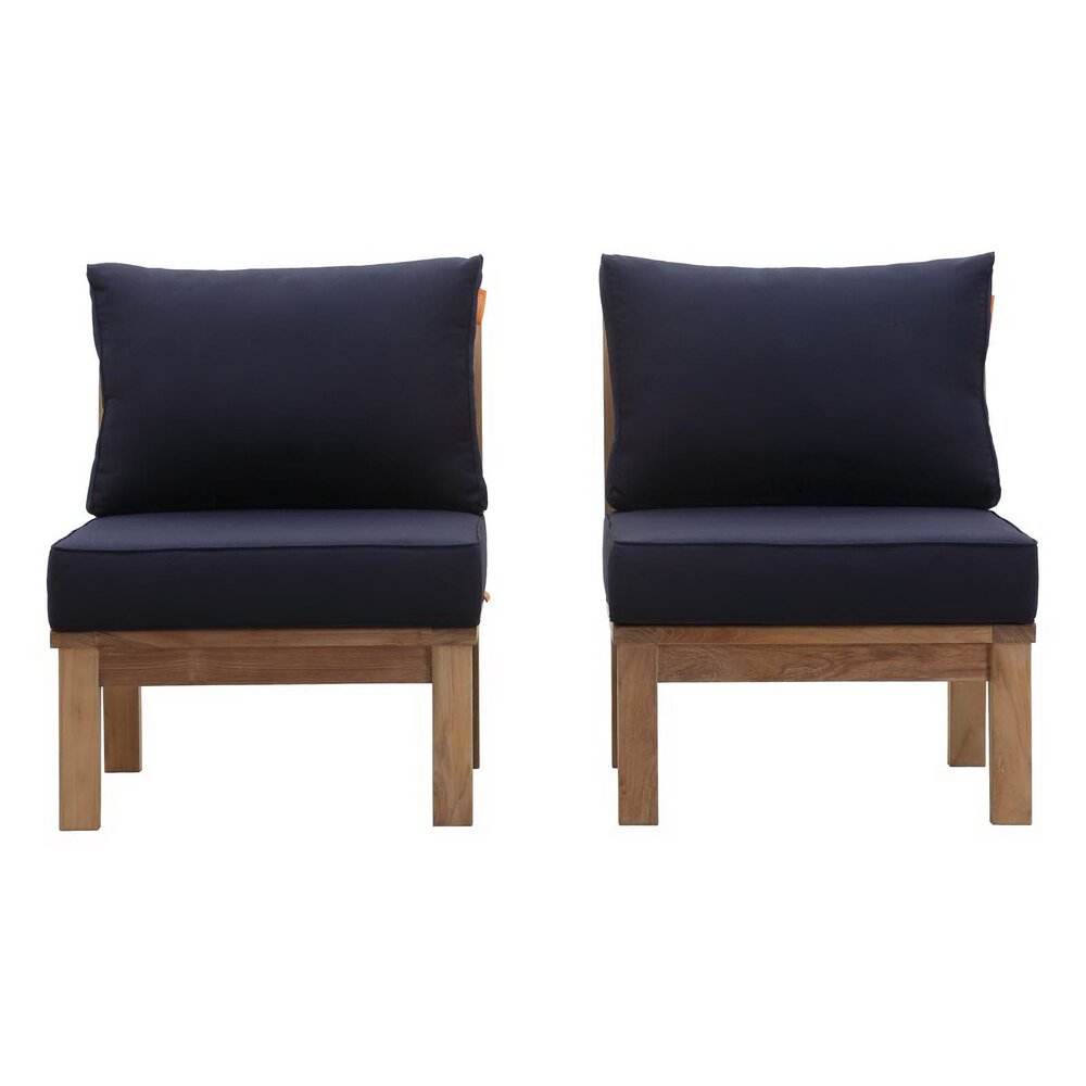 Marina 2 Piece Outdoor Patio Teak Set in Natural Navy by Modway