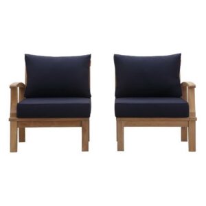 Marina 2 Piece Outdoor Patio Teak Set in Natural Navy by Modway