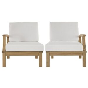 Marina 2 Piece Outdoor Patio Teak Set in Natural White by Modway