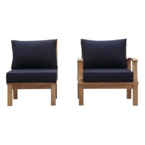 Marina 2 Piece Outdoor Patio Teak Set in Natural Navy by Modway