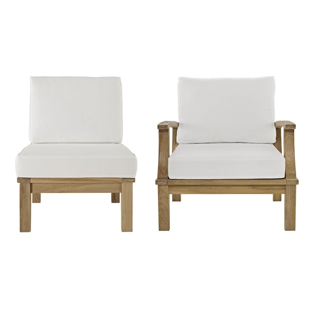 Marina 2 Piece Outdoor Patio Teak Set in Natural White by Modway