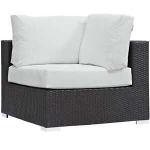 Convene Outdoor Patio Corner in Espresso White by Modway